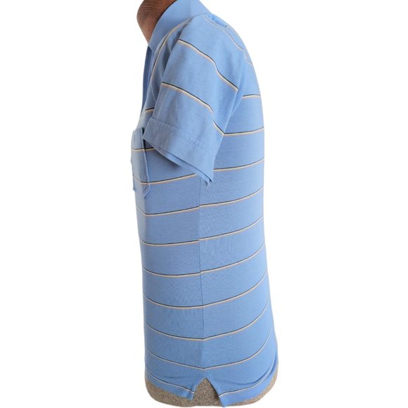 VTG PAULY & FORBES Men's Horizontal Striped Jersey Knit Polo Shirt Size Small - Picture 5 of 8